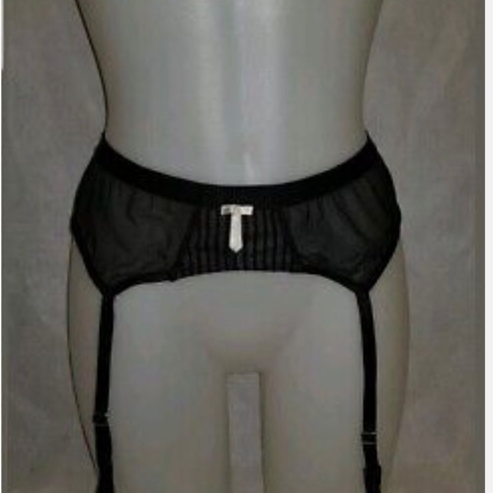 PM5507 Black Striped POUR MOI 'Promise' Suspender Belt Size M Medium